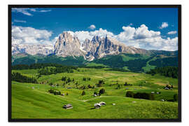 Gerahmter Kunstdruck Seiser Alm und Langkofelgruppe, Südtirol