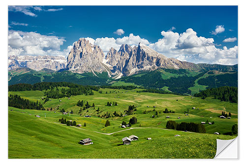 Vinilo para la pared Alpe di Siusi y Sassolungo Group, Tirol del Sur