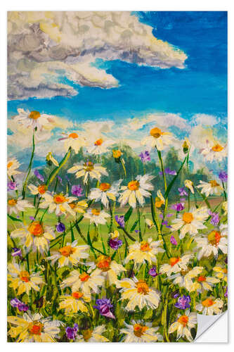 Selvklebende plakat Summer White Daisies