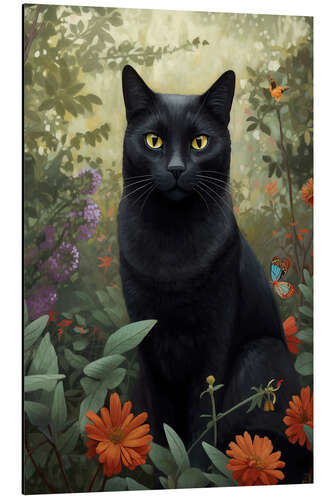 Aluminium print Black Cat