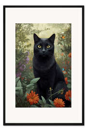 Gerahmter Kunstdruck Schwarze Katze