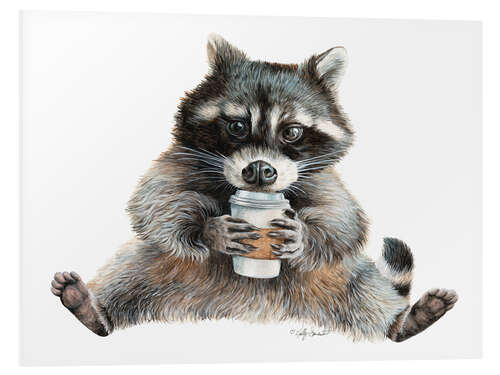 Obraz na PCV Raccoon With Coffee