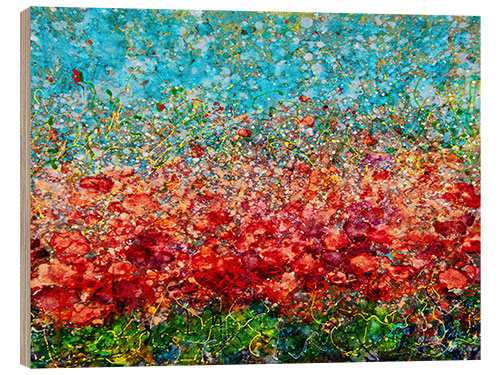 Quadro de madeira Poppy Field