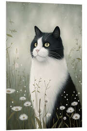 Foam board print Black and white cat