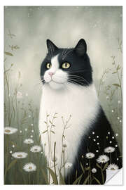 Wall sticker Black and white cat