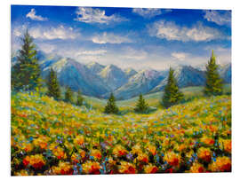 Foam board print Yellow Flowers in the Mountains