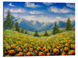 Magnettafel Gelbe Blumen in den Bergen