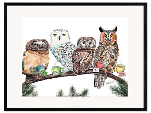 Impresión de arte enmarcada Tea Owls