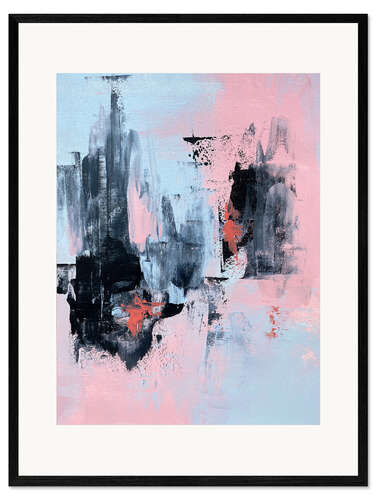 Framed art print Pink And Grey Abstract I