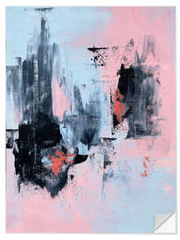 Selvklebende plakat Pink And Grey Abstract I