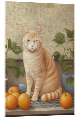 Tableau en verre acrylique Chat et oranges