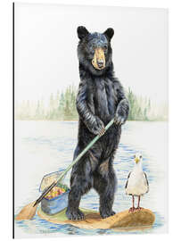Magnettafel Paddeln mit Bär und Möwe