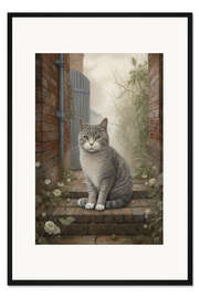Gerahmter Kunstdruck Graue Katze I