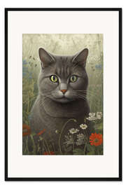 Gerahmter Kunstdruck Graue Katze III