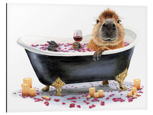 Aluminium print Happy Capybara Bath