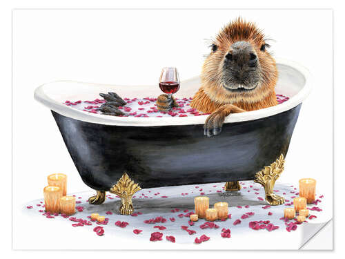 Vinilo para la pared Happy Capybara Bath