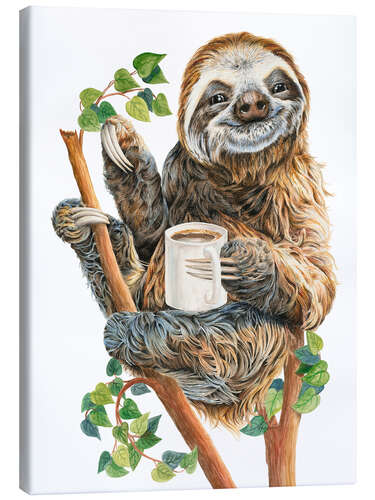 Canvas print Sloth With Coffee