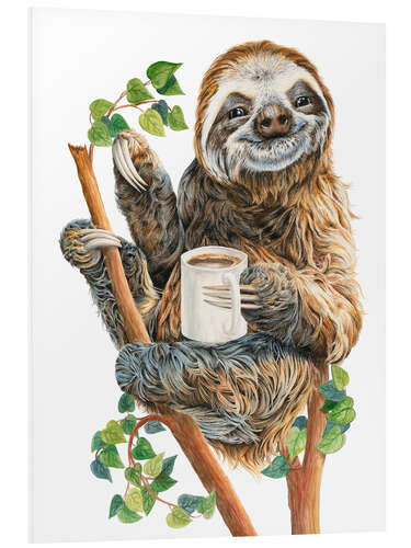 Tableau en PVC Sloth With Coffee