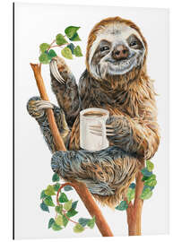 Magnettafel Faultier mit Kaffee