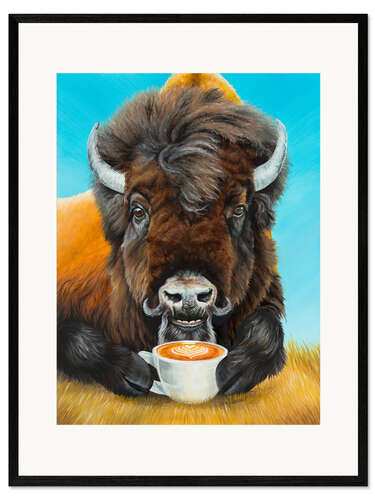 Impression artistique encadrée Bison Latte