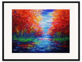 Gerahmter Kunstdruck Reflection Of Red Trees