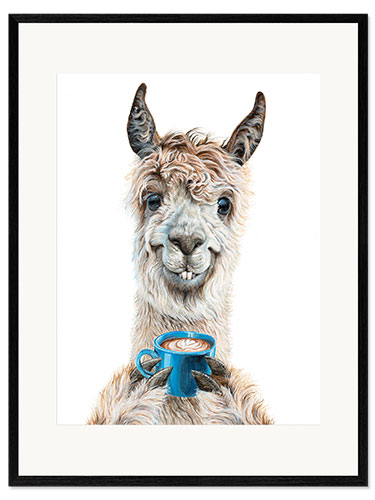 Ingelijste kunstdruk Llama Latte