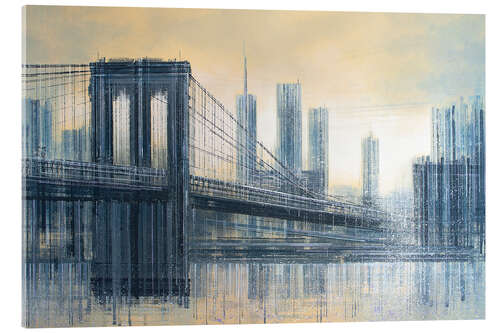 Acrylglasbild Die Brooklyn Bridge bei Sonnenuntergang