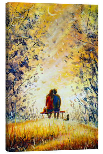 Canvastavla Loving Couple and Cat