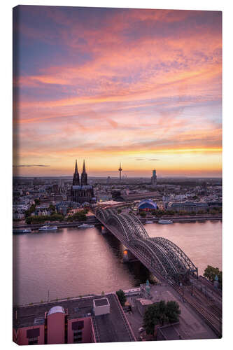 Canvas print Sunset over Cologne