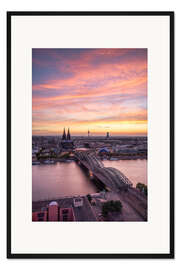 Gerahmter Kunstdruck Sonnenuntergang über Köln