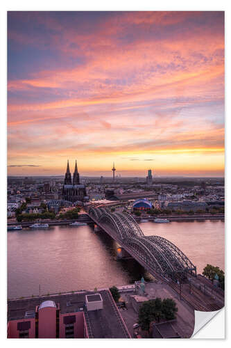 Selvklebende plakat Sunset over Cologne