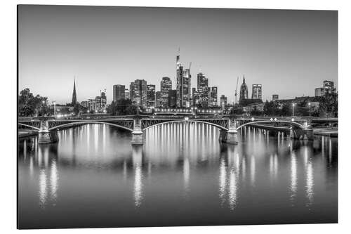 Tableau en aluminium Skyline de Francfort et pont Ignatz Bubis