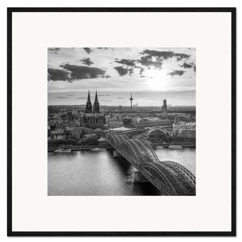Impression artistique encadrée Cathédrale de Cologne et pont Hohenzollern