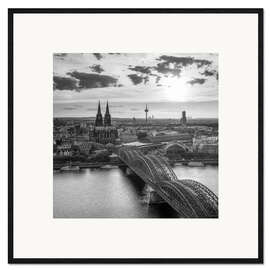 Impression artistique encadrée Cathédrale de Cologne et pont Hohenzollern