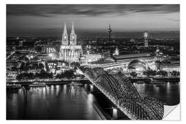 Wandsticker Skyline von Köln bei Nacht