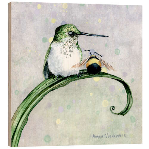 Holzbild Kolibri und Hummel