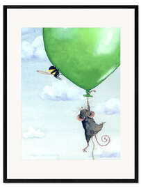Gerahmter Kunstdruck Maus und Hummel mit Ballon