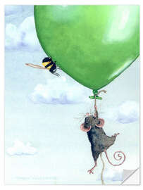 Selvklebende plakat Mouse and bumblebee with balloon