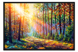 Gerahmter Kunstdruck Wald im Morgengrauen