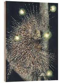 Holzbild Glühwürmchen und Stachelschwein - Maggie Vandewalle