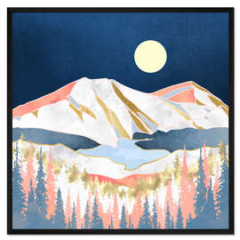 Gerahmter Kunstdruck See und Berge