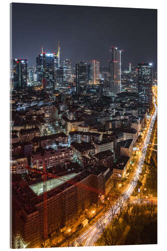 Acrylglasbild Frankfurt am Main, Skyline bei Nacht