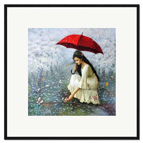Impressão artística com moldura Flower Rain