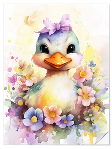 Wall sticker Duckling in a Flower Bed