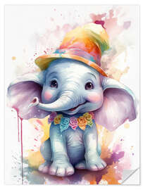 Wall sticker Little Elephant with Funny Hat