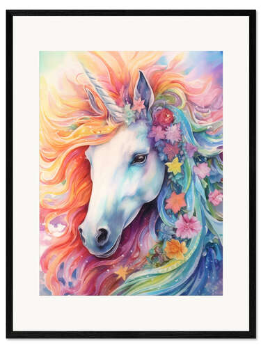 Framed art print Colourful Unicorn