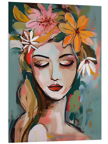 Foam board print Woman With Flowers