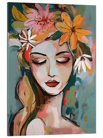 Tableau en plexi-alu Woman With Flowers