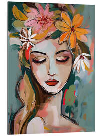 Magnettafel Frau mit Blumen