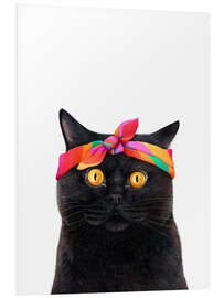 Foam board print Black Cat with Rainbow Bandana